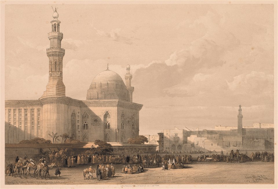 Louis Haghe (British, 1806-1885) - Egypt and Nubia, Volume III - No. 38, Mosque of Sultan Hassan from the Great Square of the Rameyleh - 1953.535 - Cleveland Museum of Art