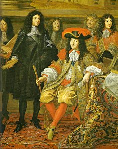 Louis XIV und Colbert in der Akademie