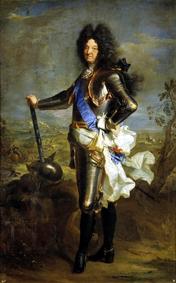 Louis XIV of France in armour (by Hyacinthe Rigaud)
