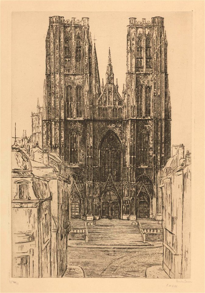 Louise Danse - Eglise Sainte Gudule à Bruxelles - Graphic work - Royal Library of Belgium - S.III 8177
