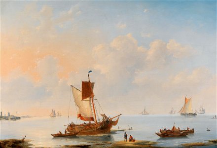 Louis Verboeckhoven - Fishermen on the beach