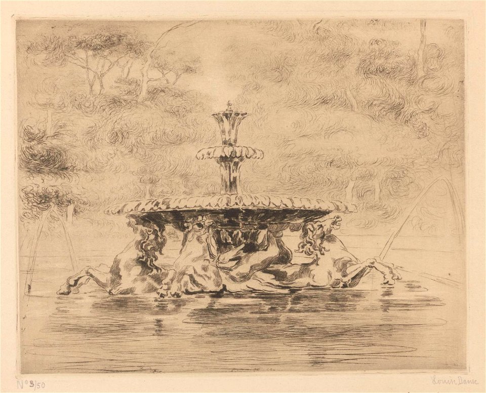 Louise Danse - La fontaine des jardins Borghèse - Graphic work - Royal Library of Belgium - S.III 8188