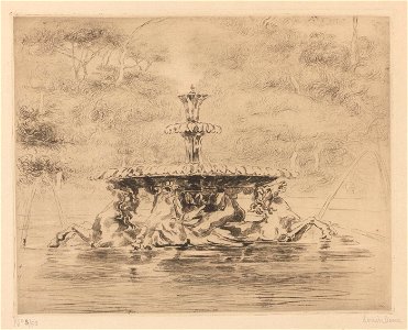 Louise Danse - La fontaine des jardins Borghèse - Graphic work - Royal Library of Belgium - S.III 8188