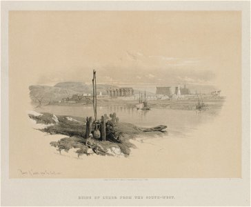 Louis Haghe (British, 1806-1885), F.G.Moon, 20 Threadneedle Street, London, David Roberts (British, 1796-1864) - Egypt and Nubia, Volume I, Ruins of Luxor from the South-West - 2012.223 - Cleveland Museum of Art