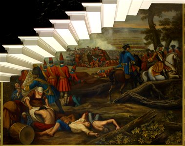 Louis Laguerre (1663-1721) and assistants - The Battle of Malplaquet 11 September 1709, Prince Eugene of Savoy (1663-1736) leading troops on the French redoubts - RCIN 408438 - Royal Collection