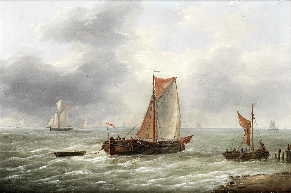 Louis Verboeckhoven - Dutch barges and other craft plying their trade