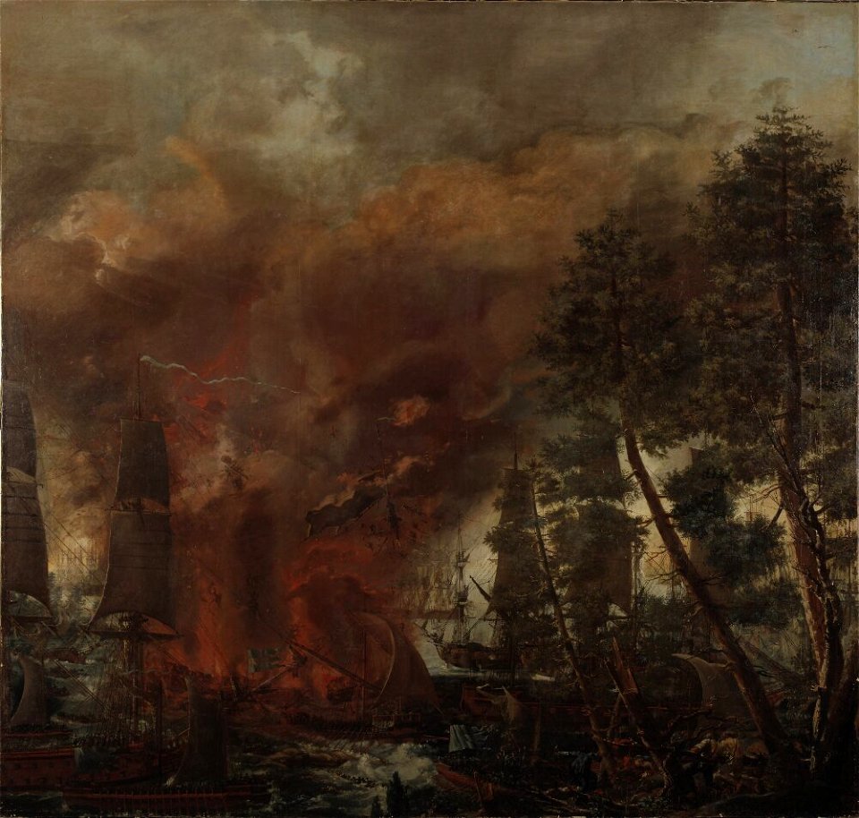 Louis Jean Desprez - Utbrytningen ur Viborgska viken 3 juli 1790 - NMDrh 649 - Nationalmuseum