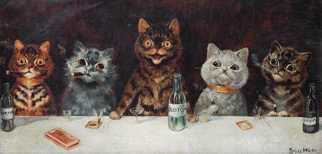 Louis Wain The bachelor party. Free illustration for personal and commercial use.