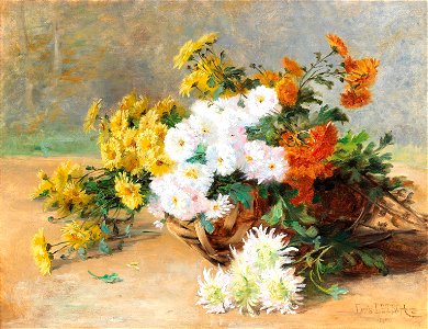 Louis Letsch Blumenbouquet in einem Korb 1900