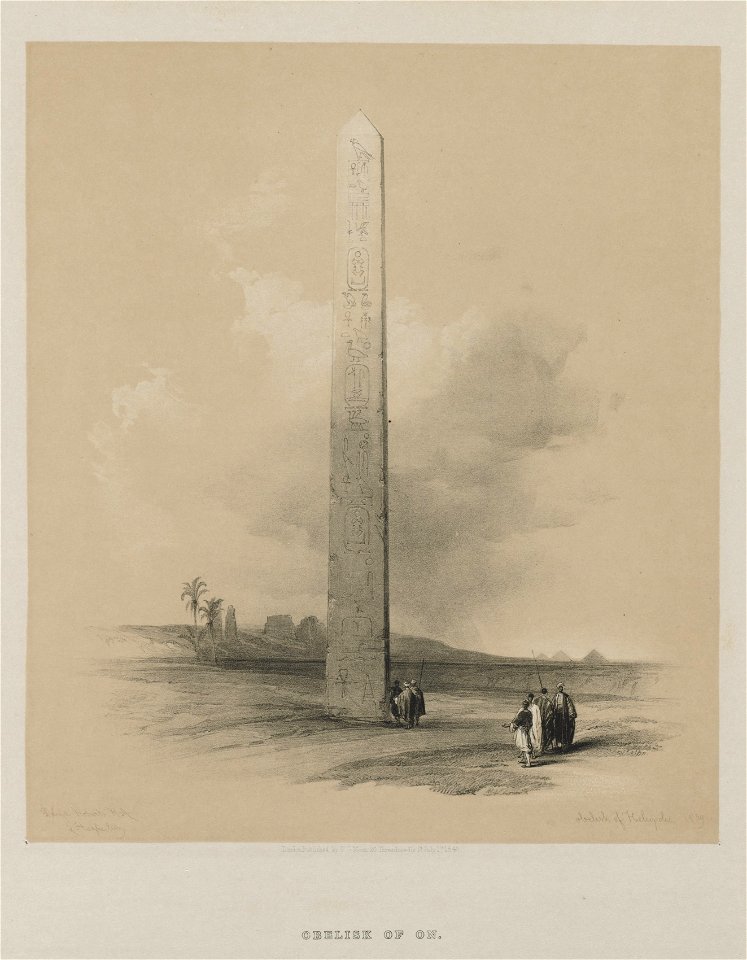 Louis Haghe (British, 1806-1885), F.G.Moon, 20 Threadneedle Street, London, David Roberts (British, 1796-1864) - Egypt and Nubia, Volume II, Obelisk of Heliopolis - 2012.228 - Cleveland Museum of Art