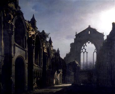 LOUIS JAQUES MAND DAGUERRE - The Ruins of Holyrood Chapel (Walker Art Gallery, Liverpool, c. 1824. Óleo sobre lienzo, 211 x 256.3 cm)