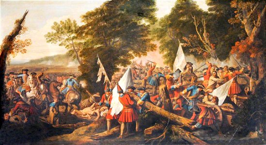 Louis Laguerre (1663-1721) (possibly) - The Battle of Malplaquet (Tanières), 1709, The English Dismantling French Defences in the Wood (eigh - 1176008 - National Trust