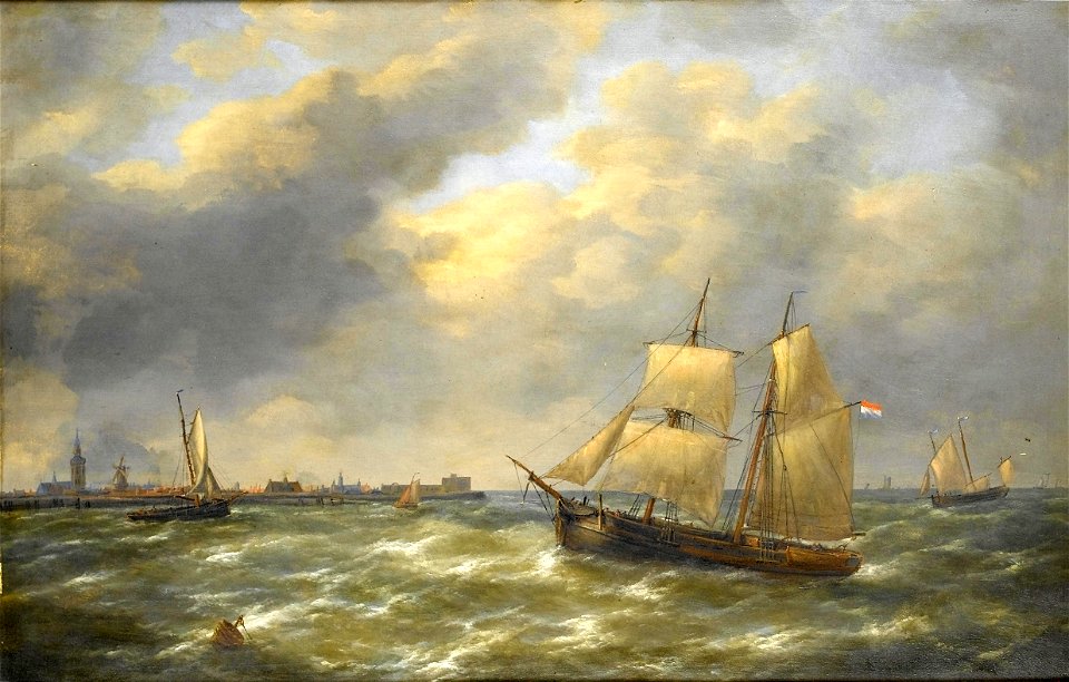 Louis Verboeckhoven - Sailing on a choppy sea