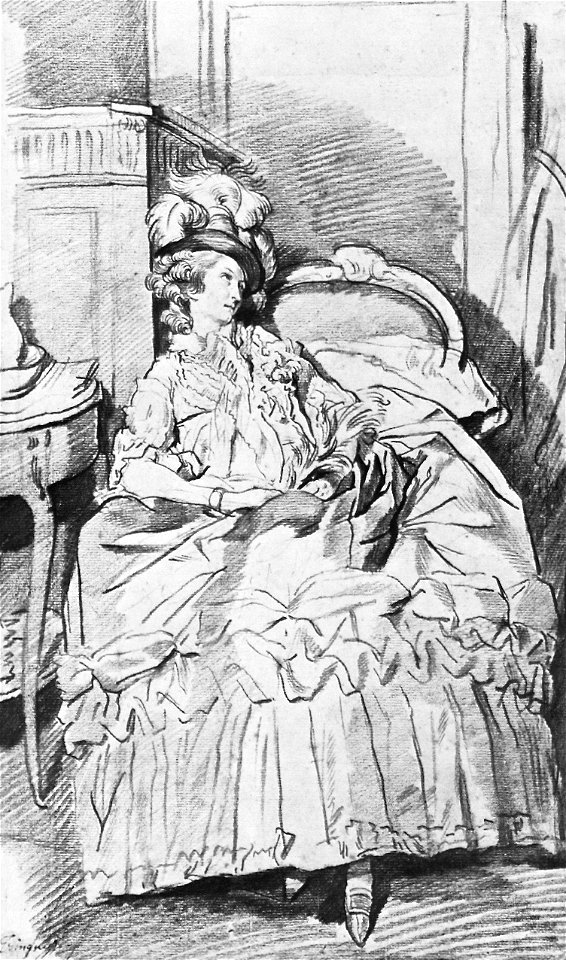 Louis-Roland Trinquesse Woman seated in a plumed hat. Free illustration for personal and commercial use.