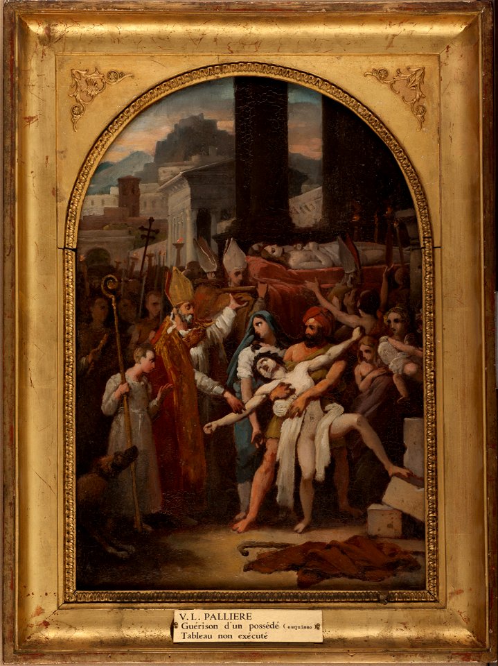 Louis Vincent Léon Pallière - Esquisse pour l'église Saint-Gervais , Guérison d'un possédé lors de la translation des corps de sai - PPP4756 - Musée des Beaux-Arts de la ville de Paris