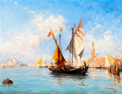 Louis Mouchot - Venice, sail boats in the Bacino di San Marco