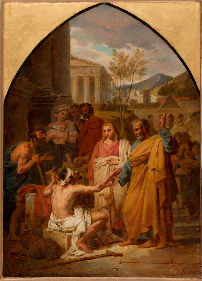 Louis Vincent Léon Pallière - Esquisse pour l'église Saint-Séverin , Saint Pierre guérissant un boiteux à la porte du Temple de Jérusalem - PPP4755 - Musée des Beaux-Arts de la ville de Paris