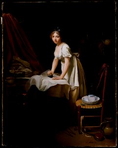 Louis-Léopold Boilly - Young Woman Ironing - 1983.10 - Museum of Fine Arts. Free illustration for personal and commercial use.