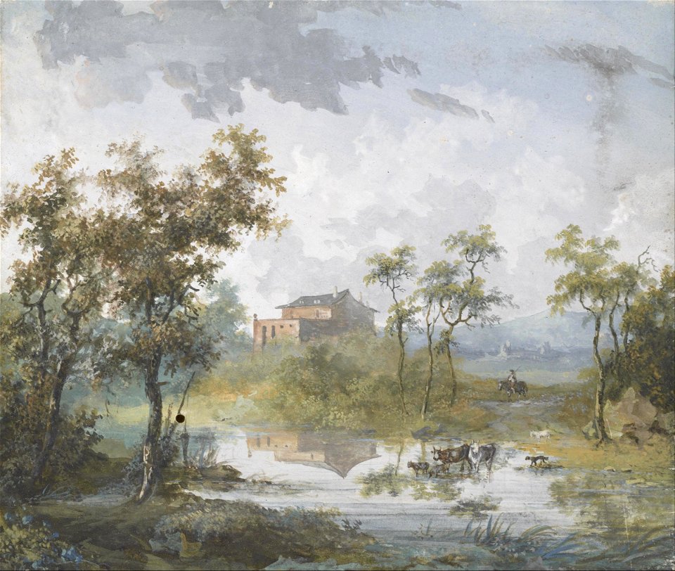 Louis-Gabriel Moreau - The Rustic River Ford - Google Art Project