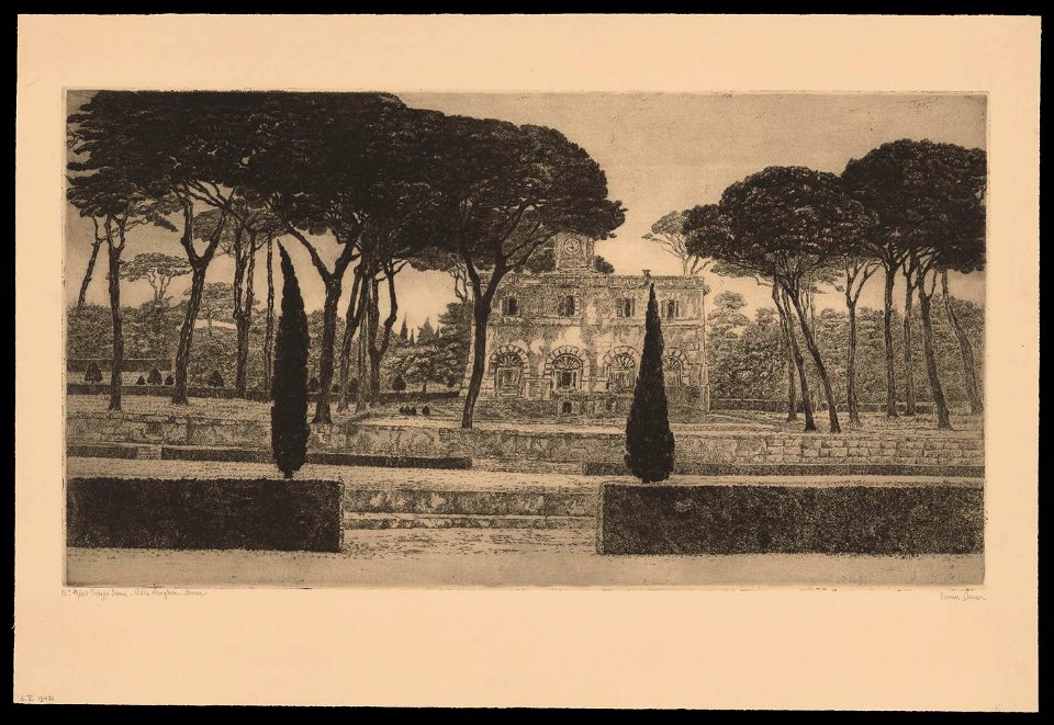 Louise Danse - Piazza Siena, Villa Borghèse, Roma - Graphic work - Royal Library of Belgium - S.V 19431