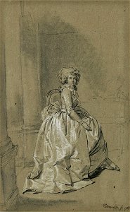 Louis-Roland Trinquesse A young lady seated on a chair 1785. Free illustration for personal and commercial use.