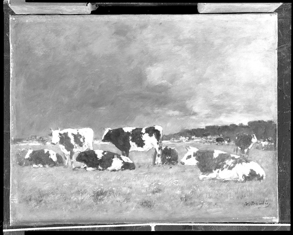 Louis-Eugène Boudin - Cows in a Pasture, Deauville - 1958.281 - Fogg Museum