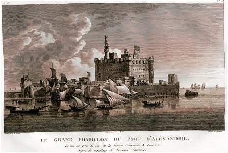Louis-François Cassas, Le Grand Pharillon du Port D'Alexandrie. Free illustration for personal and commercial use.