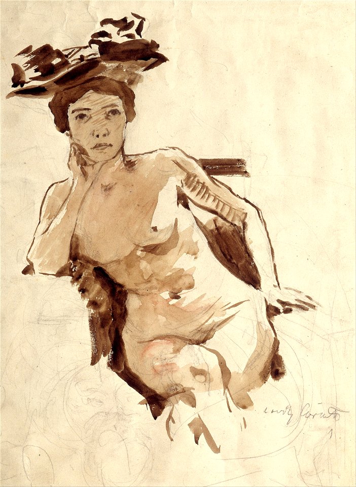 Lovis Corinth - Female Semi-Nude with Hat - Google Art Project