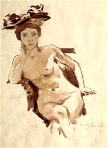 Lovis Corinth - Female Semi-Nude with Hat - Google Art Project