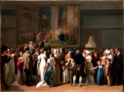 Louis-Léopold Boilly, The Public Viewing David’s Coronation at the Louvre, 1810. Free illustration for personal and commercial use.