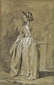 Louis-Roland Trinquesse A lady in a park, 1785. Free illustration for personal and commercial use.