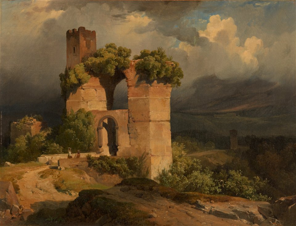 Louis-Jules-Frédéric Villeneuve - View of a Roman Aqueduct, near Tivoli - 1998.35 - Rhode Island School of Design Museum
