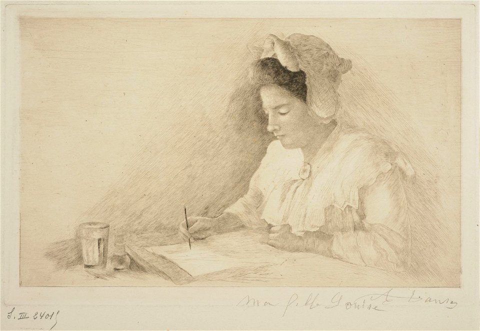 Louise Danse - Jeune fille dessinant - Graphic work - Royal Library of Belgium - S.III 24015