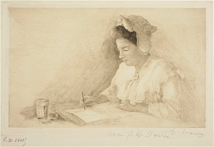 Louise Danse - Jeune fille dessinant - Graphic work - Royal Library of Belgium - S.III 24015