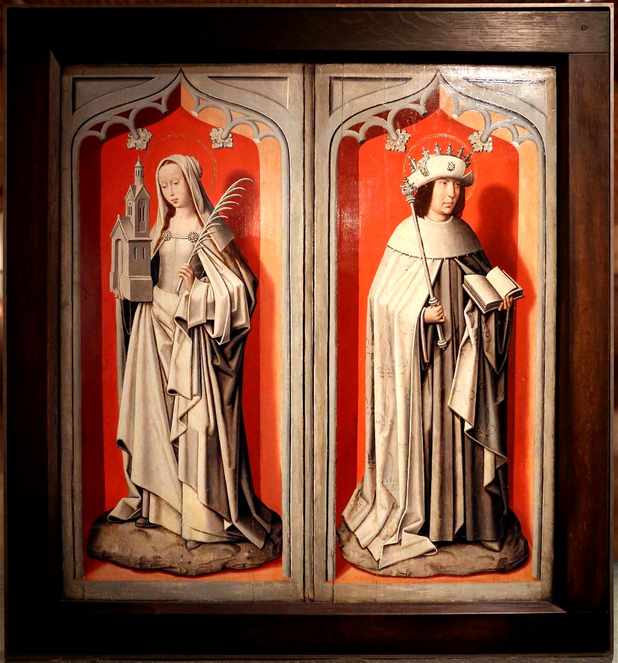 Lovanio o bruxelles, ritratto di barbara di croesinck e luigi quarré e donatori, 1480 ca. 02