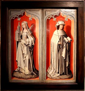 Lovanio o bruxelles, ritratto di barbara di croesinck e luigi quarré e donatori, 1480 ca. 02