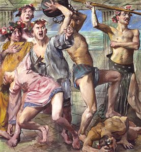 Lovis Corinth - Wandschmuck der Villa Katzenellenbogen (Die Freier im Kampf gegen Odysseus). Gemäldezyklus von insgesamt 11 Bildern - BG-M 2302-80-2-6 - Berlinische Galerie