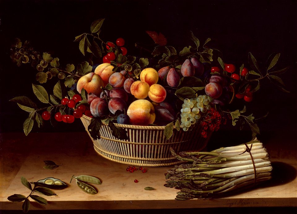 Louise Moillon - Still Life with a Basket of Fruit and a Bunch of Asparagus - 1948.78 - Art Institute of Chicago