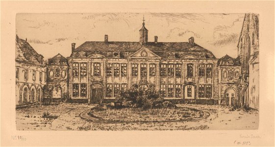 Louise Danse - La cour d'honneur de l'abbaye de la Cambre - Graphic work - Royal Library of Belgium - S.III 8183