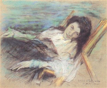 Lovis Corinth Charlotte Berend im Liegestuhl 1904. Free illustration for personal and commercial use.