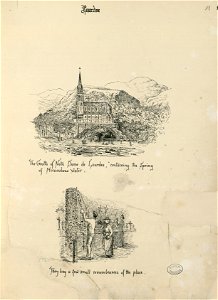 Lourdes (2 dessins dont The Grotto of Notre Dame de Lourdes containing the Spring of Miraculous Water) - Fonds Ancely - B315556101 A BROWN 020
