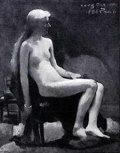 Lovis Corinth BC 33 Weiblicher sitzender Akt 1886 sw