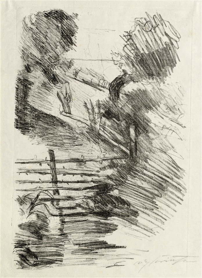 Lovis Corinth Ohne Titel (Landschaft mit Zaun)