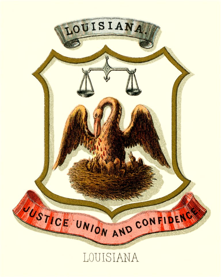 Louisiana state coat of arms (illustrated, 1876)