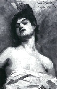Lovis Corinth BC 30 Pariserin mit hohem Kamm 1886 sw