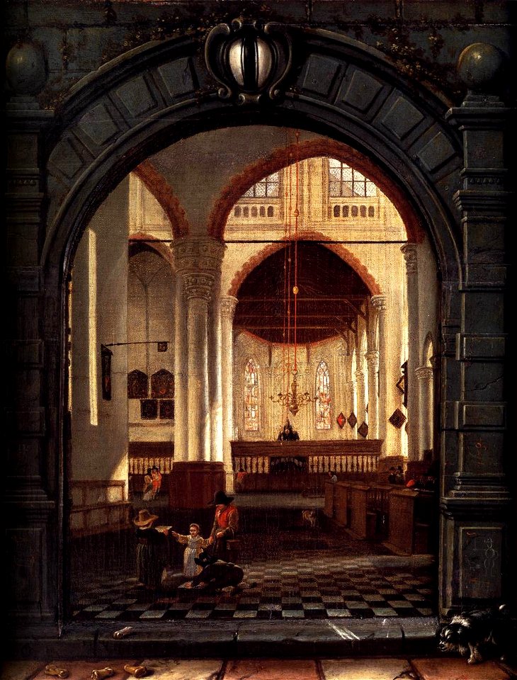 Louys Aernoutsz Elsevier - Interior of the Oude Kerk, Delft, Seen through a Stone Archway - WGA07487