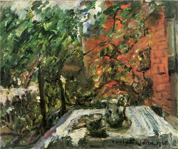 Lovis Corinth, Vespers on the Balcony (1925), oil on canvas, 49 × 60 cm., Berlinische Galerie, Berlin
