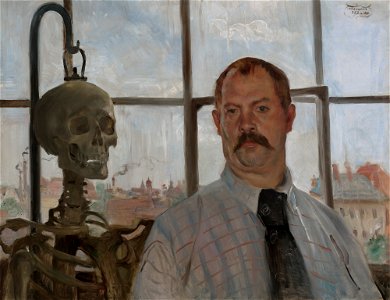 Lovis Corinth - Selbstbildnis mit Skelett - G 2075 - Lenbachhaus