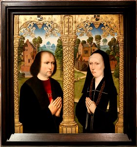 Lovanio o bruxelles, ritratto di barbara di croesinck e luigi quarré e donatori, 1480 ca. 01