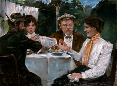 Lovis Corinth - Frühstück in Max Halbes Garten - G 390 - Lenbachhaus. Free illustration for personal and commercial use.